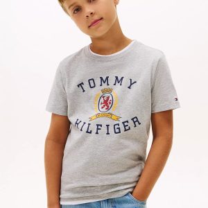 Kids' Tommy Crest Logo T-Shirt-Light Grey Heather