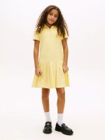Kids' Pleated Stretch Polo Dress-Citronella