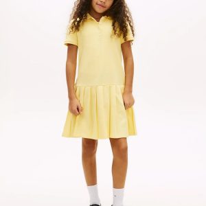 Kids' Pleated Stretch Polo Dress-Citronella