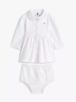 Babies' Long-Sleeve Stretch Polo Dress-Th Optic White