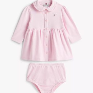 Babies' Long-Sleeve Stretch Polo Dress-Ballerina