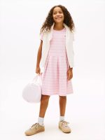Kids' Short-Sleeve Stripe Skater Dress-Classic Pink Multi