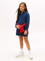 Kids' Puff-Sleeve Denim Dress-Overdyed Grey