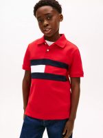 Kids' Colorblock Flag Stretch Polo-Red