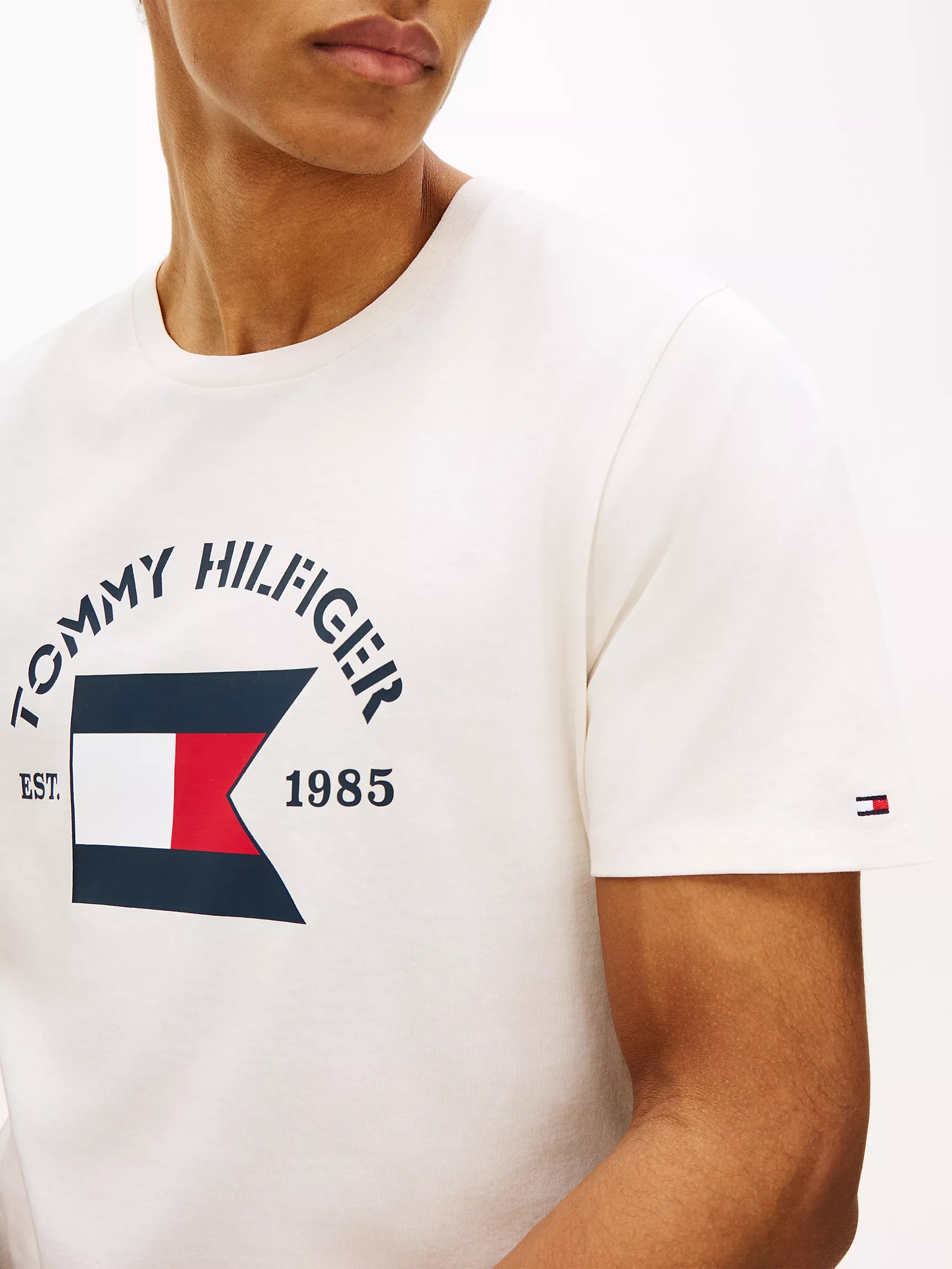 Flag Logo Contrast Sleeve T-Shirt-Ivory Petal - Image 2