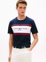Hilfiger Block Stripe Logo T-Shirt-Navy