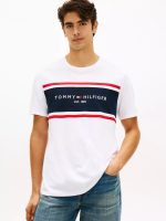 Hilfiger Block Stripe Logo T-Shirt-Optic White