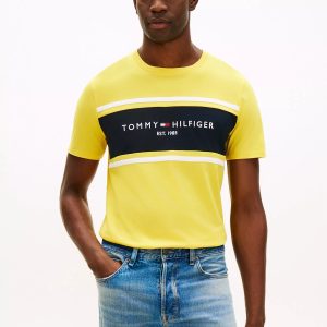 Hilfiger Block Stripe Logo T-Shirt-Marigold Yellow