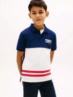 Kids' Tommy Logo Colorblock Stretch Polo-Navy / Primary Red