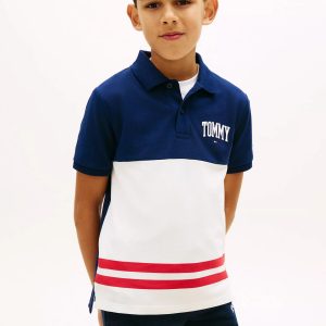 Kids' Tommy Logo Colorblock Stretch Polo-Navy / Primary Red