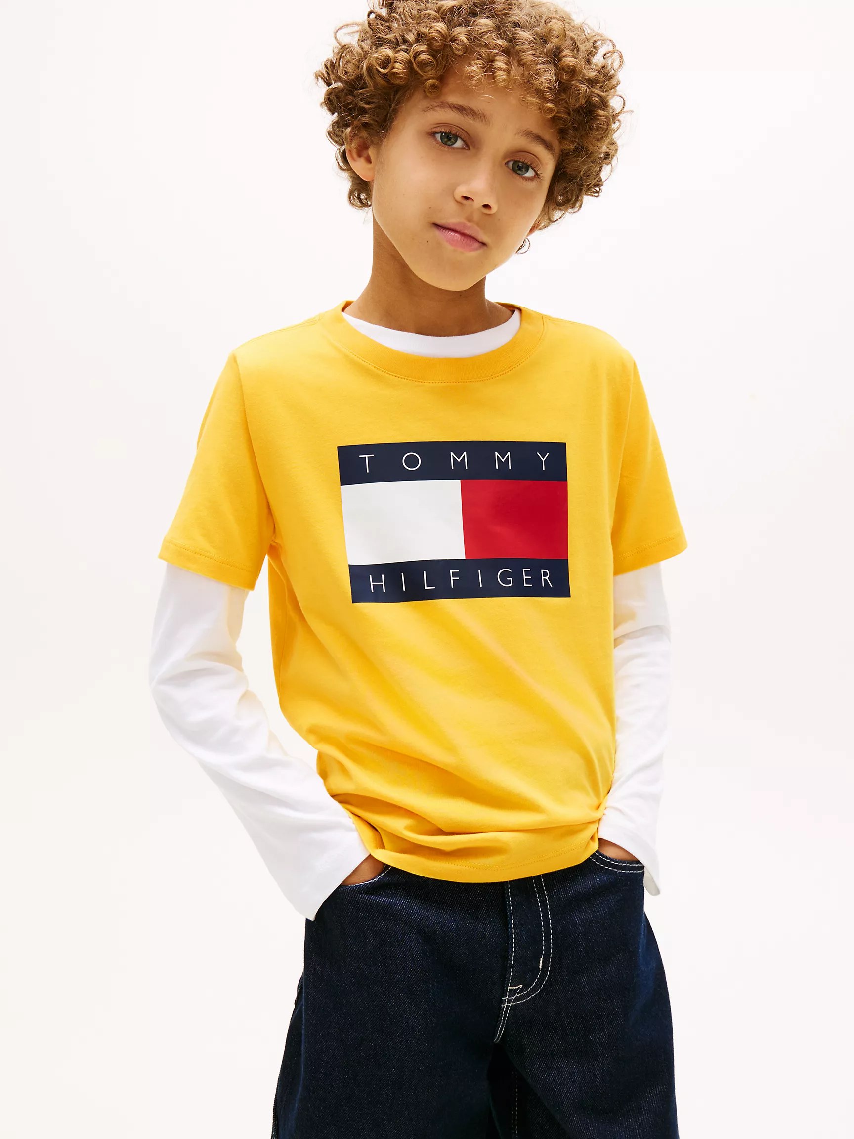 Kids' Tommy Flag Logo T-Shirt-Pollen