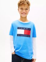 Kids' Tommy Flag Logo T-Shirt-Blue Spell