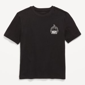 Short-Sleeve Graphic T-Shirt for Boys-Down Black Jack