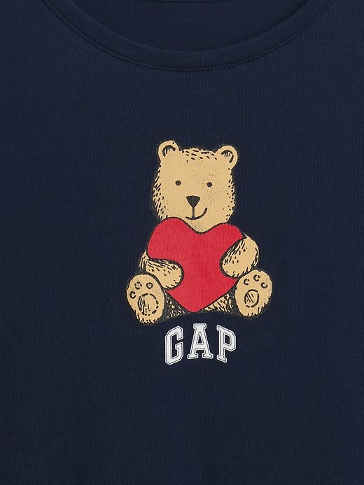 Kids Graphic T-Shirt-Bear Print Navy Blue - Image 2