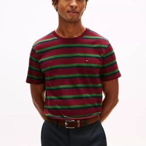 Stripe Everyday T-Shirt-Deep Rouge/Green Stripe