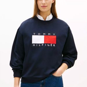 Flag Logo Sweatshirt-Navy