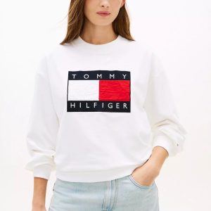 Flag Logo Sweatshirt-Optic White