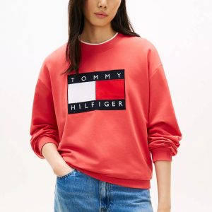 Flag Logo Sweatshirt-Vintage Red