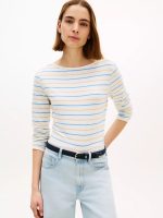 Lightweight Boatneck T-Shirt-Rich Cream Multi