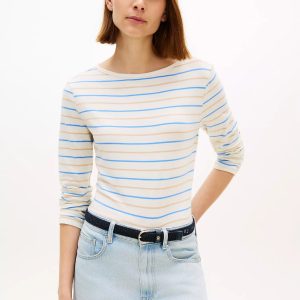 Lightweight Boatneck T-Shirt-Rich Cream Multi