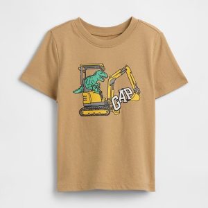 babyGap Logo T-Shirt-Mojave Brown Construction Tractor Dinosaur