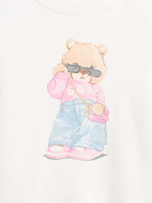 Kids Wedge Crewneck Sweatshirt-Teddy Bear White - Image 2