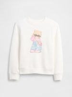 Kids Wedge Crewneck Sweatshirt-Teddy Bear White
