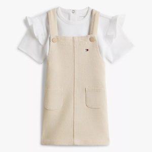 Babies' Overall Dress & Gift Box Set-Classic Beige