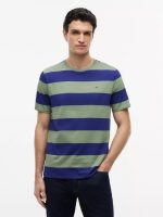 Rugby Stripe T-Shirt-Pilot Blue/Green Stripe