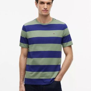 Rugby Stripe T-Shirt-Pilot Blue/Green Stripe