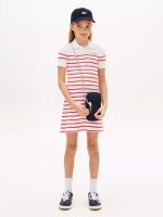Kids' Striped Sweater Polo Dress-Red Alert