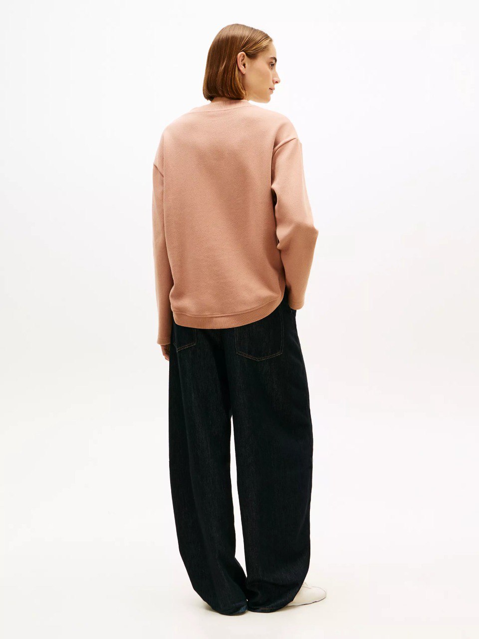 Gold-Button Interlock Sweatshirt-Tawny Rose - Image 3