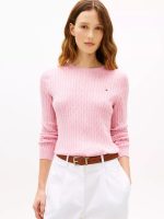 Cable Knit Sweater-Pink Heather