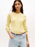 Cable Knit Sweater-Yellow Heather