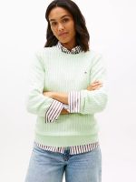 Cable Knit Sweater-Opal Green