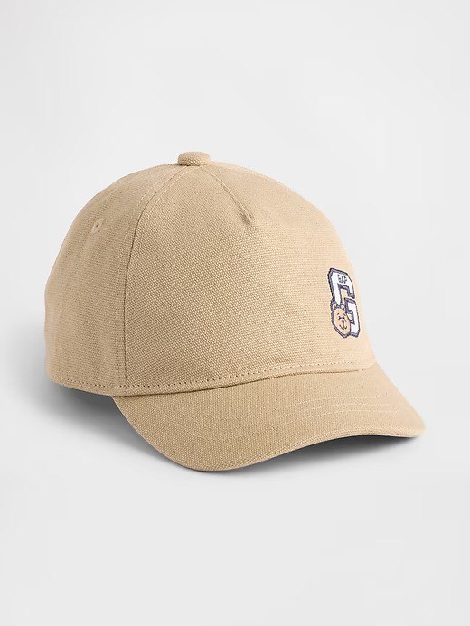 Toddler Organic Cotton Bear Logo Baseball Hat-Iconic Khaki