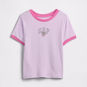 Kids Ringer Graphic T-Shirt-Pale Lilac Purple