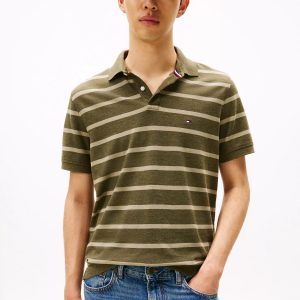 Regular Fit Stripe Wicking Polo-Green Stripe