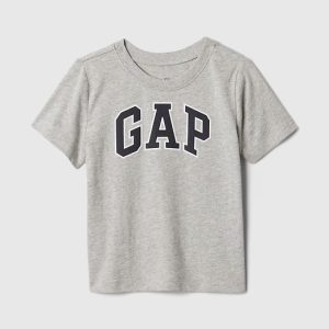 babyGap Logo T-Shirt-Gray And White Marl