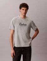 Calvin Script Logo Graphic Relaxed T-Shirt-Grey Heather