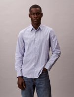 Cotton Stretch Stripe Classic Button-Down Shirt-Beaucoup Blue
