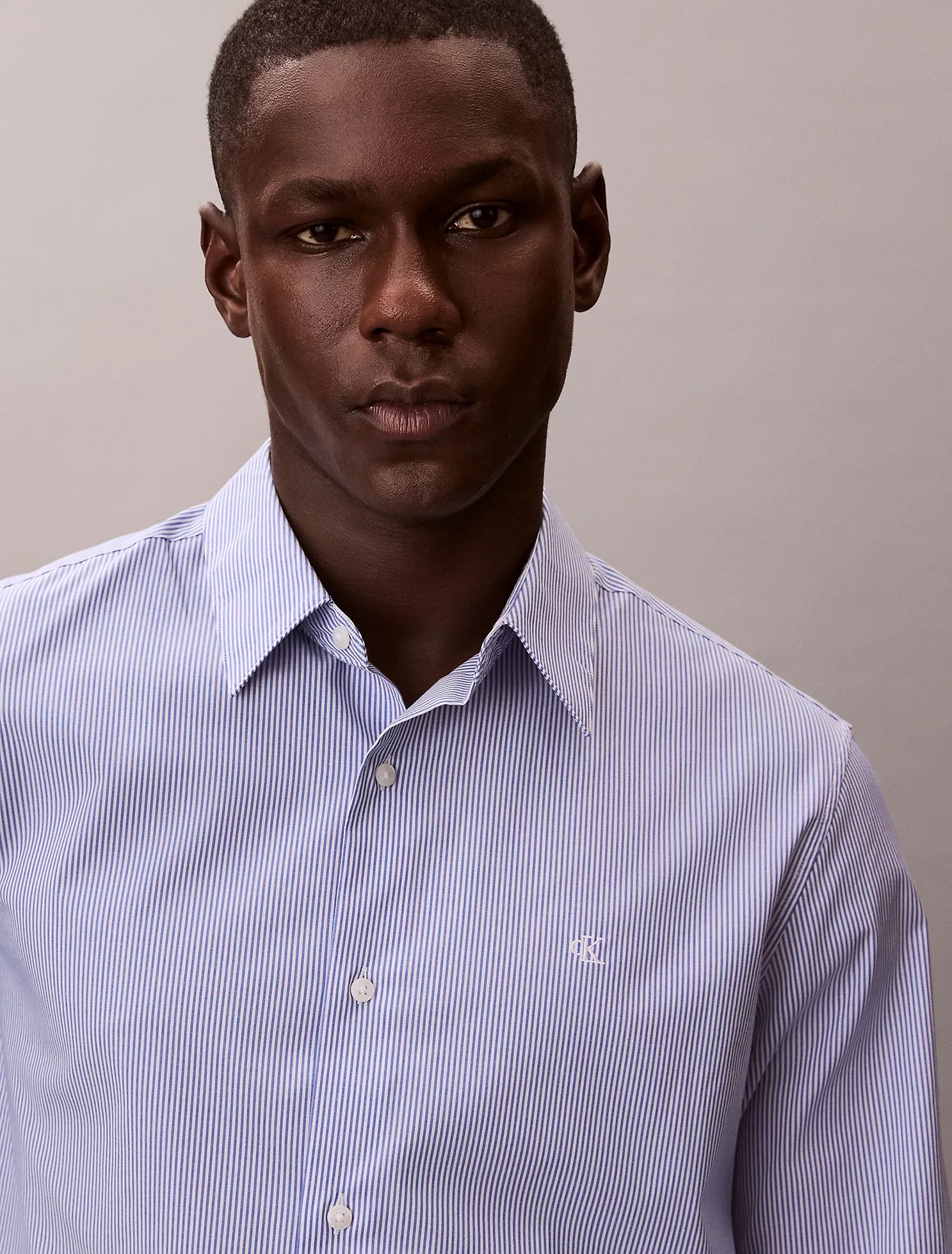 Cotton Stretch Stripe Classic Button-Down Shirt-Beaucoup Blue - Image 2