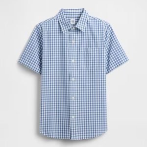 Kids Poplin Shirt-Blue Gingham