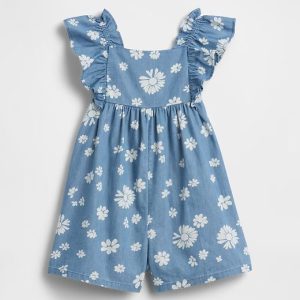 babyGap Chambray Flutter Romper-Chambray Floral Print