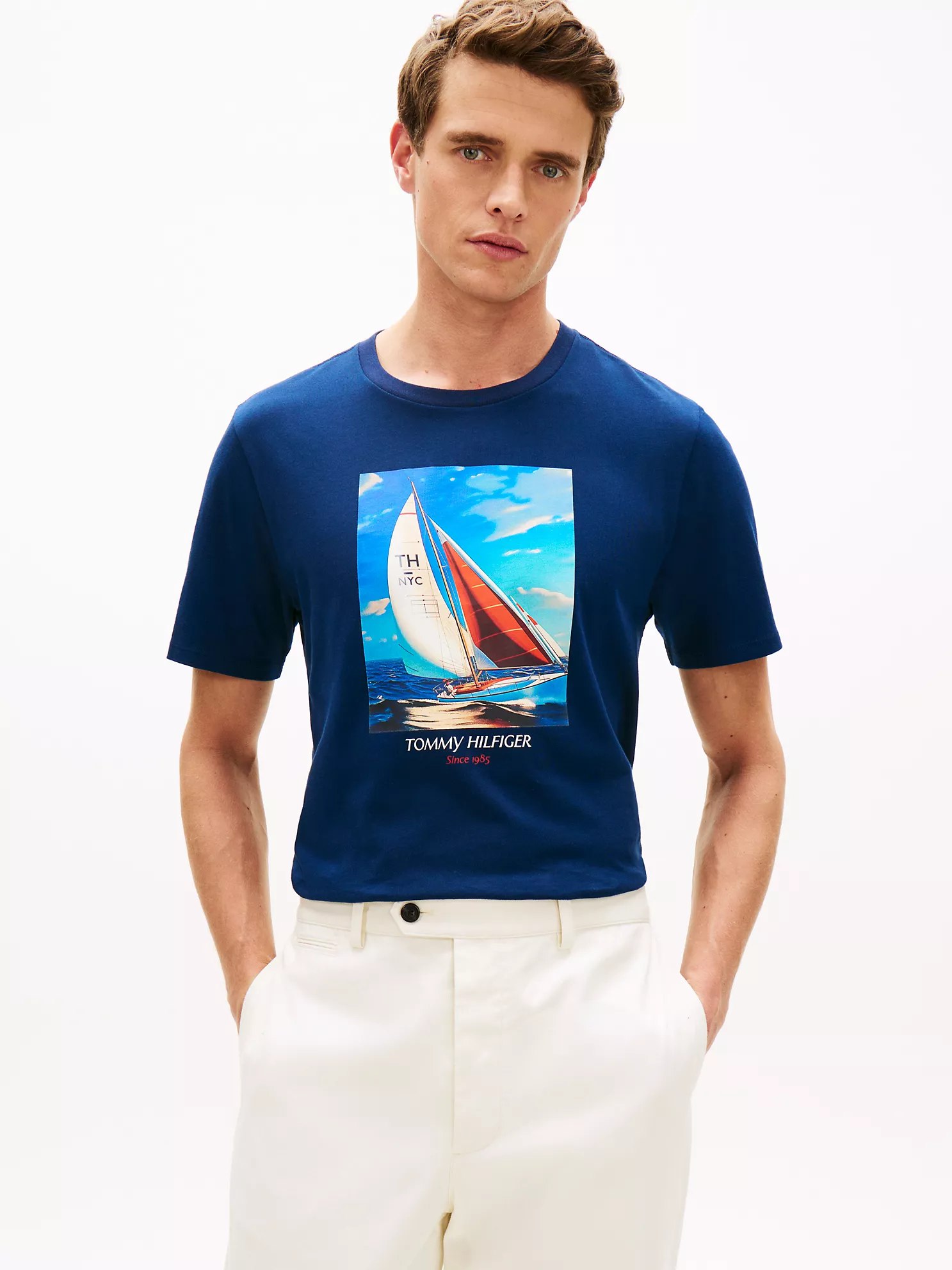 Hilfiger Sailing Photo Print T-Shirt-Light Navy