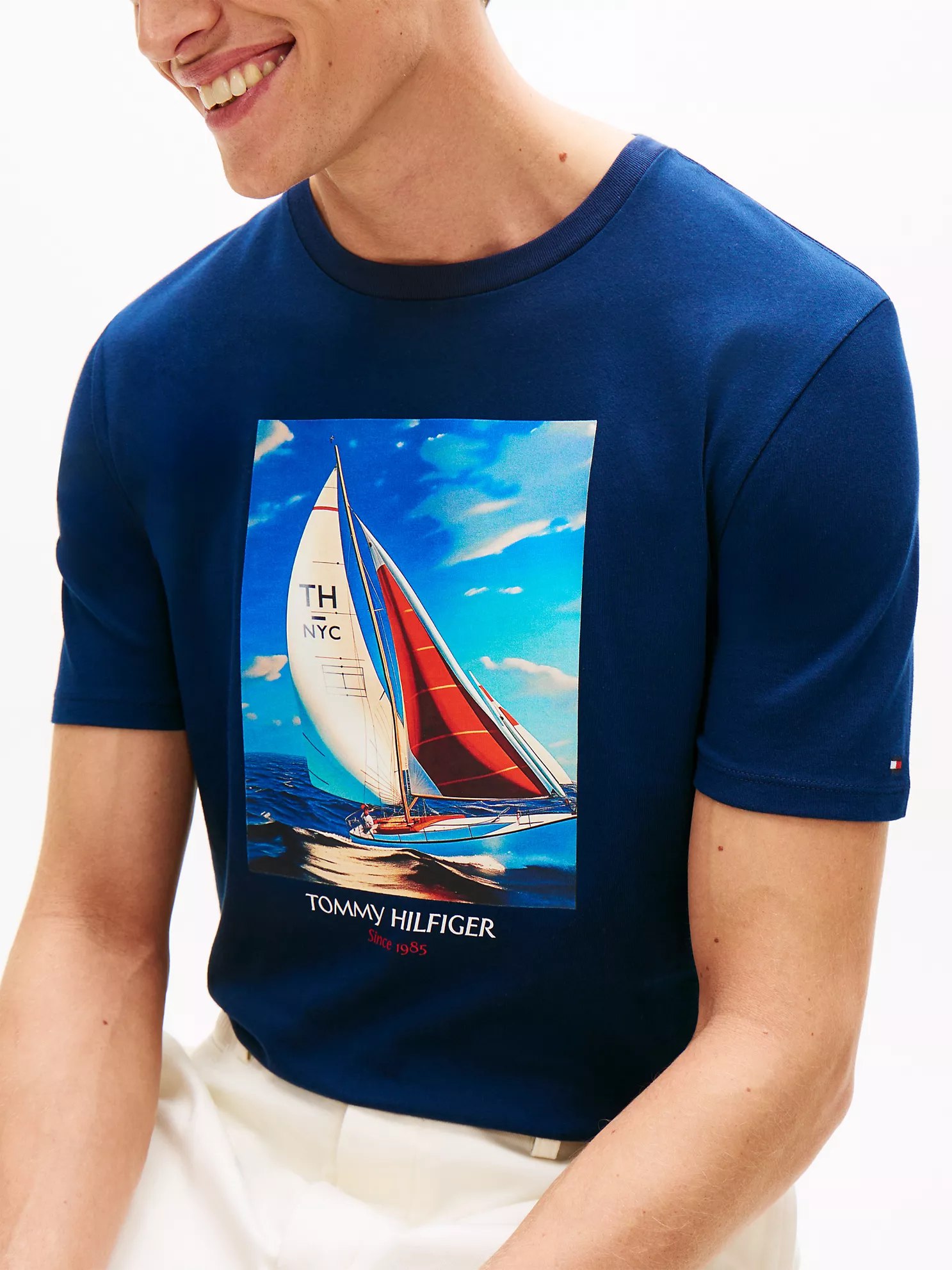 Hilfiger Sailing Photo Print T-Shirt-Light Navy - Image 2