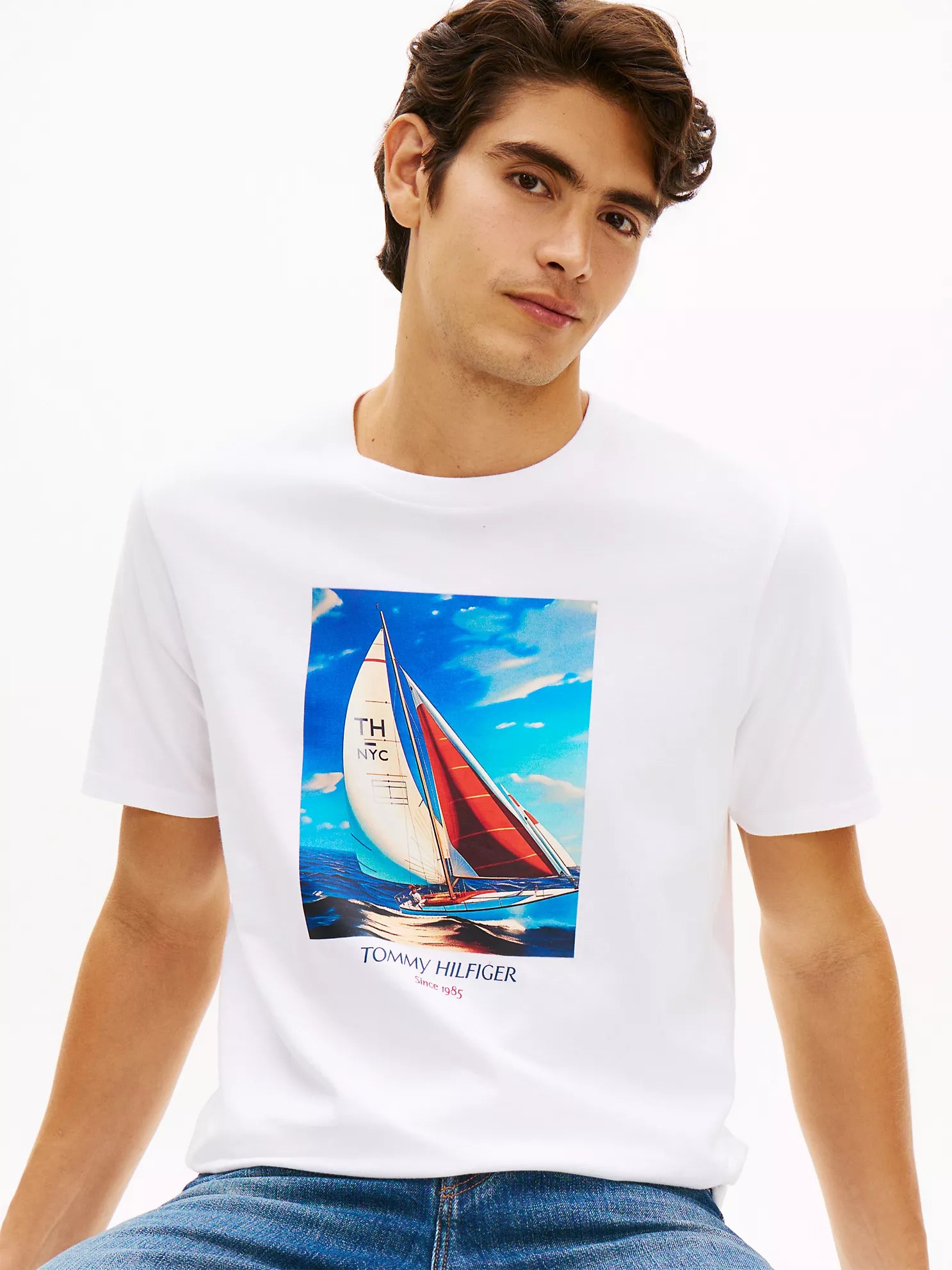 Hilfiger Sailing Photo Print T-Shirt-Optic White - Image 2