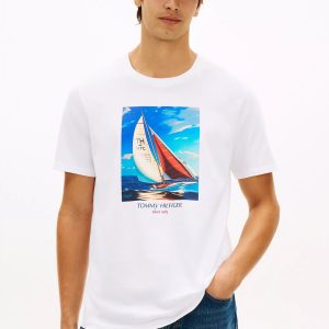 Hilfiger Sailing Photo Print T-Shirt-Optic White