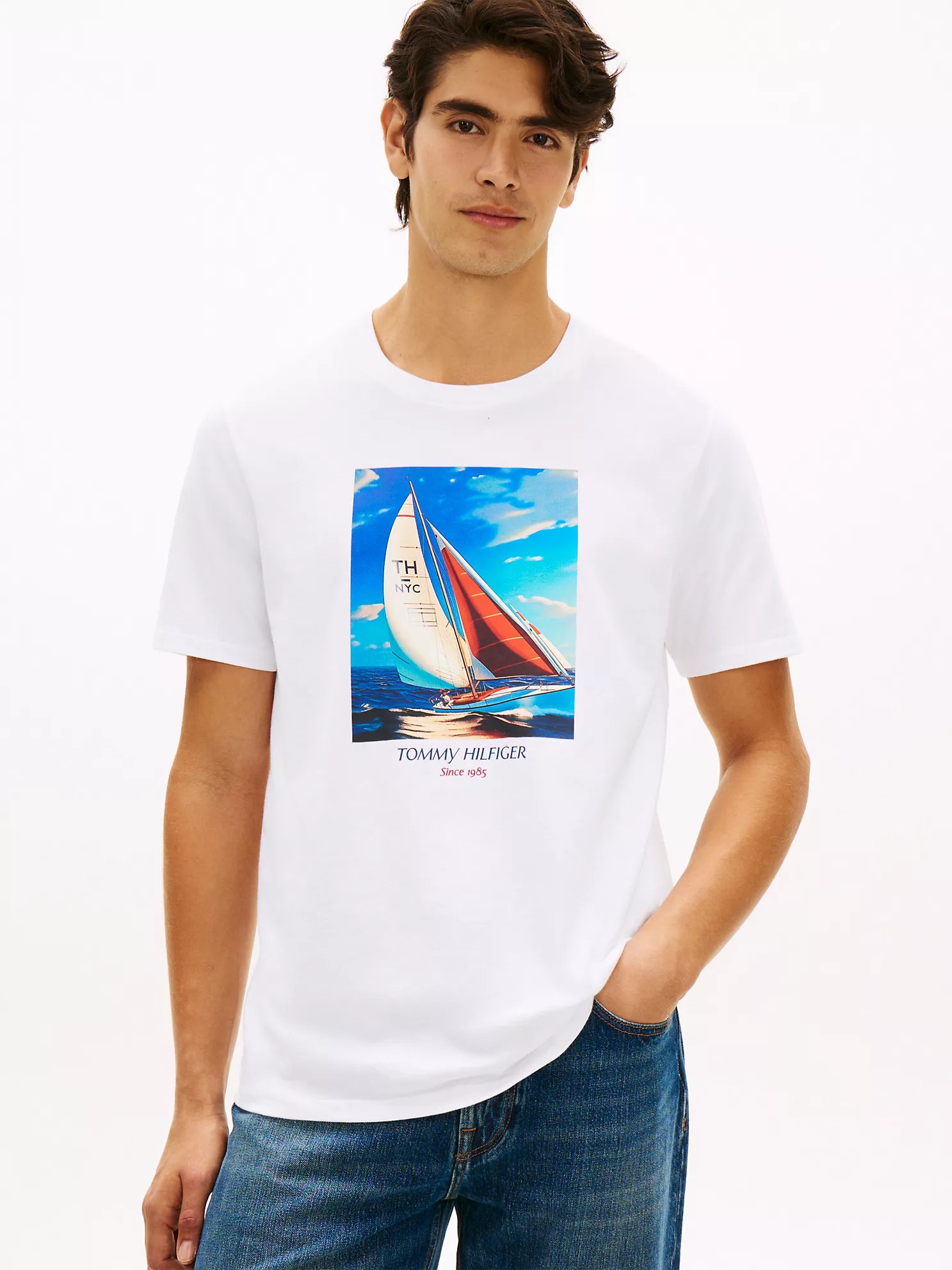 Hilfiger Sailing Photo Print T-Shirt-Optic White