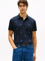 Regular Fit Monogram Interlock Polo-Navy